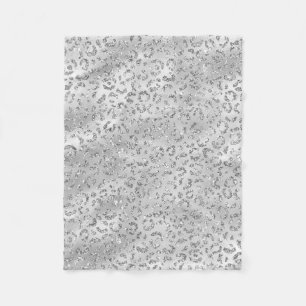 Cute Silver Cheetah Leopard Skin Print Pattern Fleece Blanket
