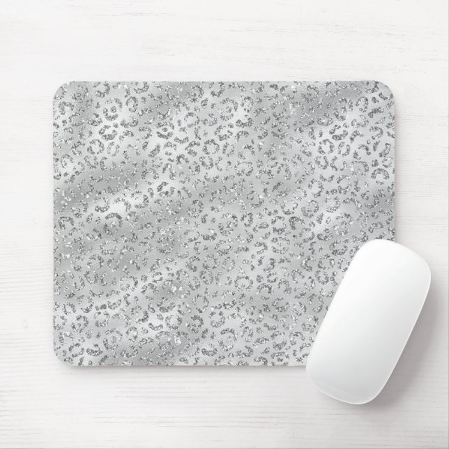 Cute Silver Cheetah Leopard Skin Print Pattern Mouse Pad (With Mouse)