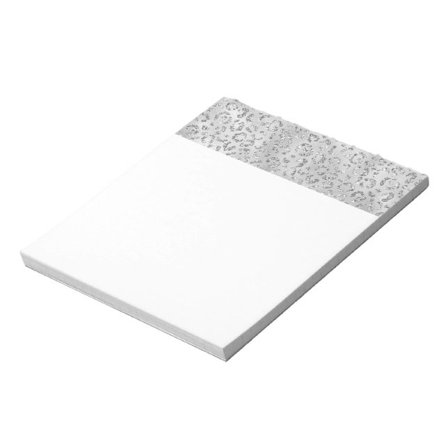 Cute Silver Cheetah Leopard Skin Print Pattern Notepad (Rotated)