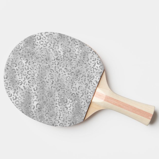 Cute Silver Cheetah Leopard Skin Print Pattern Ping Pong Paddle (Side)
