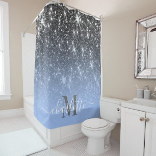 Cute Silver Glitter Shower Curtain