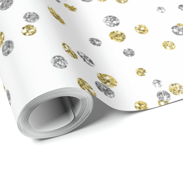 cute silver gold pattern New Years Wrapping Paper (Roll Corner)