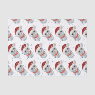 Cute Silver Grey Cat With Christmas Cat Collar Tissue Paper