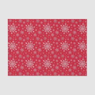 Cute Silver Grey Christmas Snowflakes on Red Tissue Paper