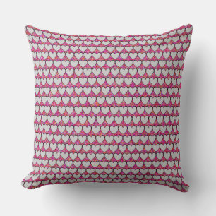 Cute Silver Hearts All Over Pattern Pink Cushion