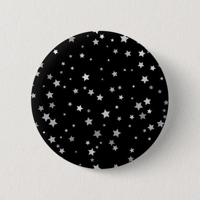 Cute Silver Stars pattern | Any background colour  6 Cm Round Badge (Front)