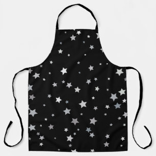 Cute Silver Stars pattern Any background colour Apron