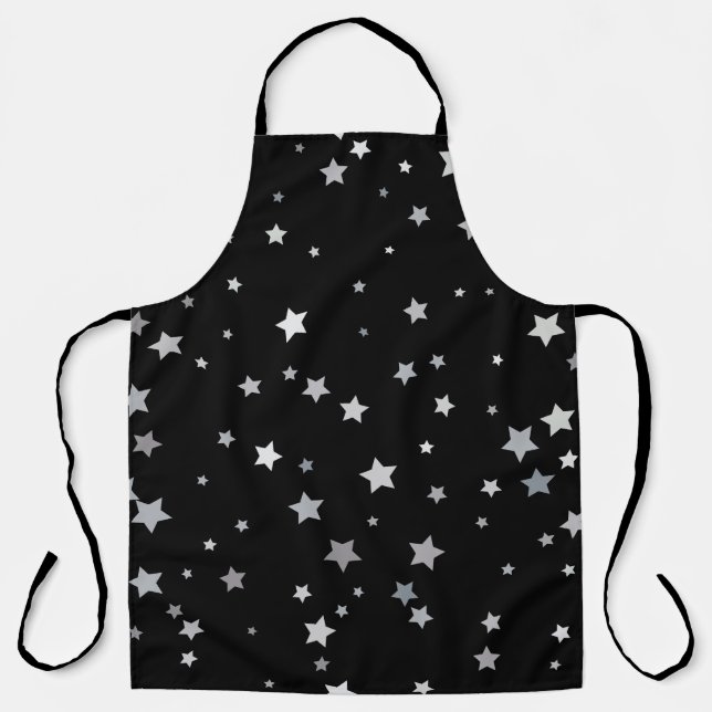 Cute Silver Stars pattern | Any background colour  Apron (Front)