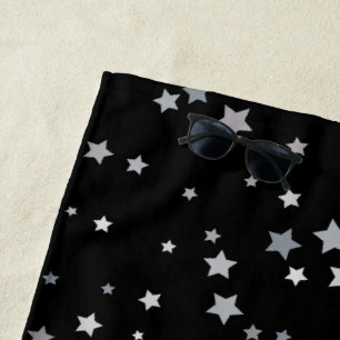 Cute Silver Stars pattern Any background colour Beach Towel