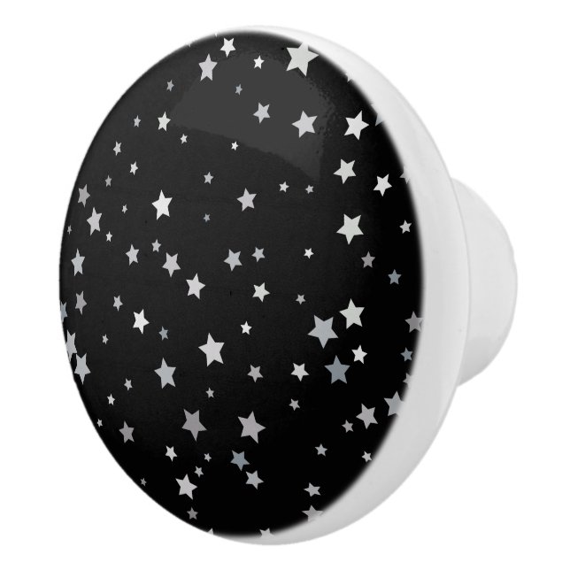 Cute Silver Stars pattern | Any background colour  Ceramic Knob (Right)