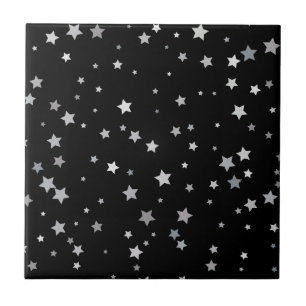 Cute Silver Stars pattern Any background colour Ceramic Tile