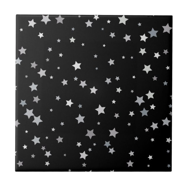Cute Silver Stars pattern | Any background colour  Ceramic Tile (Front)