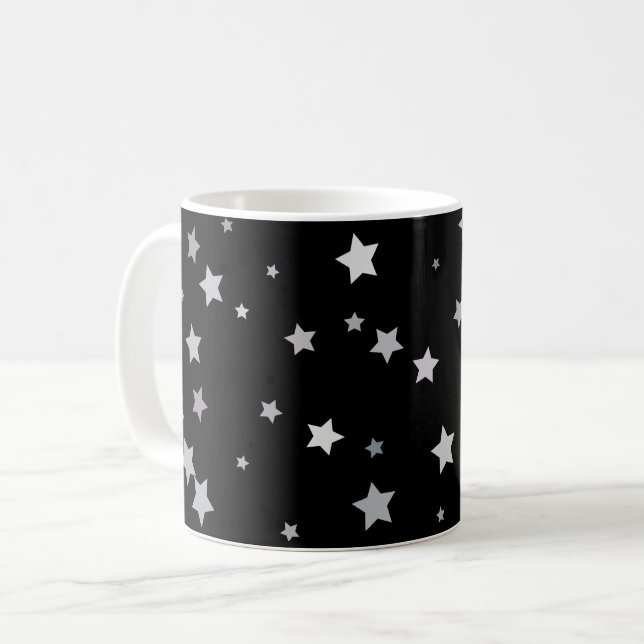 Cute Silver Stars pattern | Any background colour  Coffee Mug (Front Left)