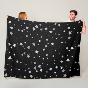 Cute Silver Stars pattern   Any background colour Fleece Blanket