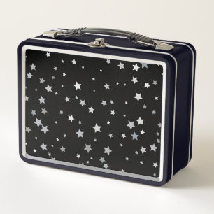 Cute Silver Stars pattern   Any background colour  Metal Lunch Box