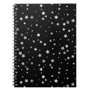 Cute Silver Stars pattern Any background colour Notebook