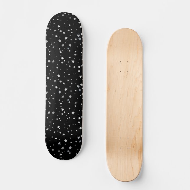 Cute Silver Stars pattern | Any background colour  Skateboard (Front)