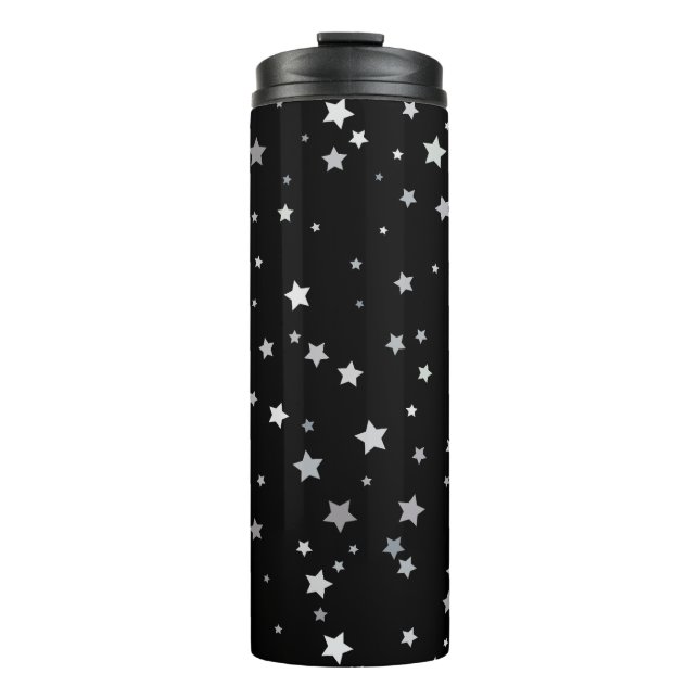 Cute Silver Stars pattern | Any background colour  Thermal Tumbler (Front)