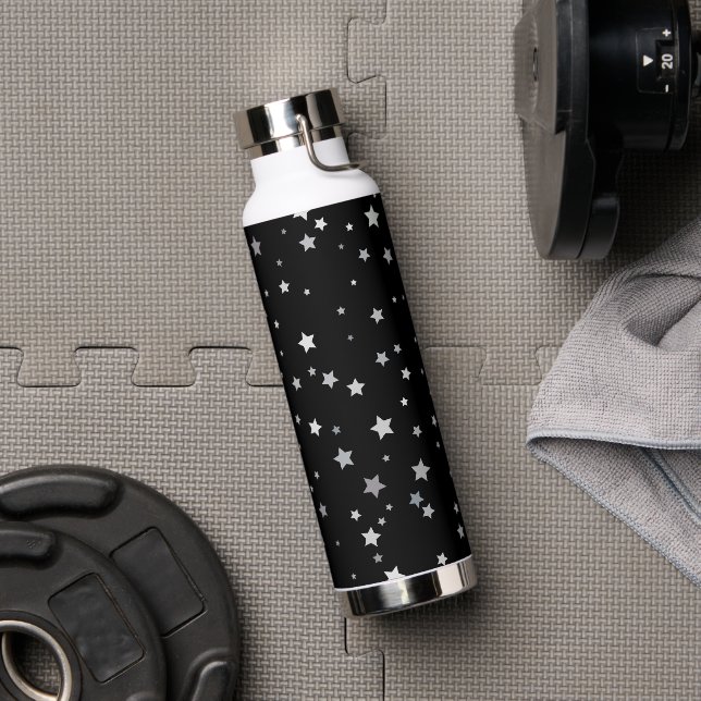 Cute Silver Stars pattern | Any background colour  Water Bottle (Gym)