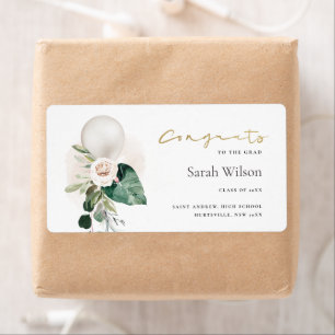 CUTE SILVER WHITE BALLOON FLORAL GRAD CONGRATS 