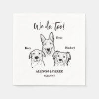 Cute Simple 3 Dogs Pet Drawing Artwork Wedding