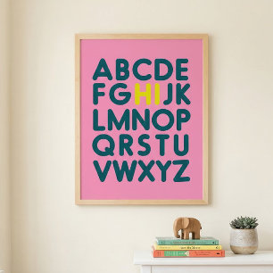 Cute Simple Alphabet Letter Art in Pink Poster