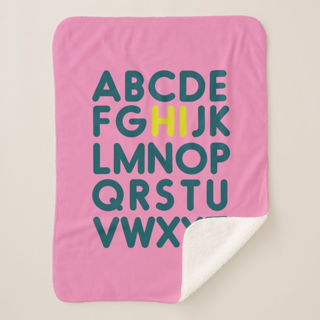 Cute Simple Alphabet Letter Art in Pink Sherpa Blanket (Front)