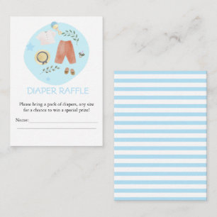 Cute Simple Baby Clothes Blue Diaper Raffle Enclosure Card