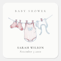 Cute Simple Baby Clothesline Pink Girl Baby Shower