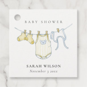 Cute Simple Baby Clothesline Yellow Baby Shower Favour Tags