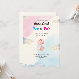 Cute Simple Baby Gender Reveal Invitation
