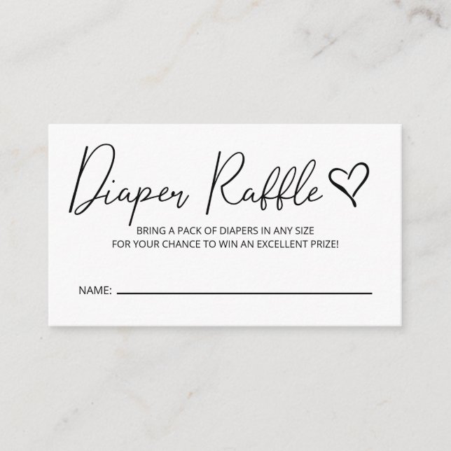 Cute Simple Baby Shower Diaper Raffle   Enclosure Card (Front)