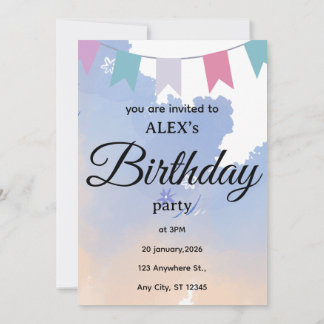 Cute Simple Birthday Party Invitation