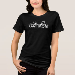 Cute Simple Black Cat Lover Mum Women's T-Shirt Tri-Blend Shirt