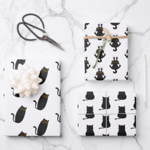 Cute Simple Black Cat Wrapping Papers Wrapping Paper Sheet