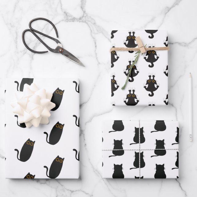 Cute Simple Black Cat Wrapping Papers Wrapping Paper Sheet (Front)