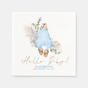 Cute Simple Blue and Brown Baby Shower Napkin