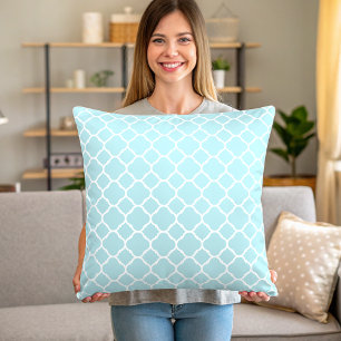 Cute Simple Blue and White Quatrefoil Cushion