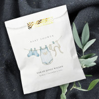 Cute Simple Blue Baby Boy Clothesline Baby Shower