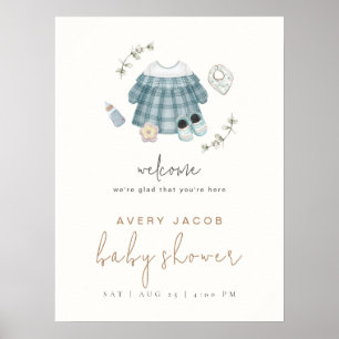 Cute Simple Boho Clothes Baby Shower Welcome Sign