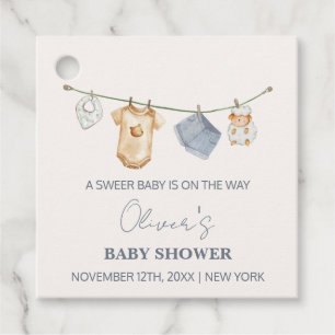 Cute Simple Boho Clothesline Baby Shower Favour Tags