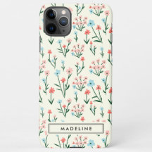 Cute Simple Botanical Pink Blue Flower Floral