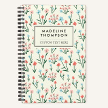 Cute Simple Botanical Pink Blue Flower Floral