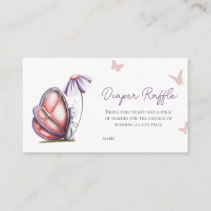 Cute Simple Butterfly Baby Shower Diaper Raffle Enclosure Card