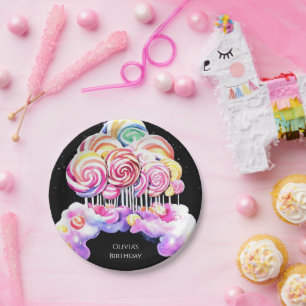 Cute Simple Candyland Birthday Paper Plate