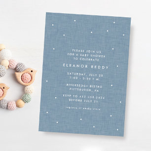 Cute simple chambray blue baby shower invitation