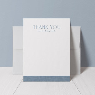 Cute simple chambray blue baby shower thank you card