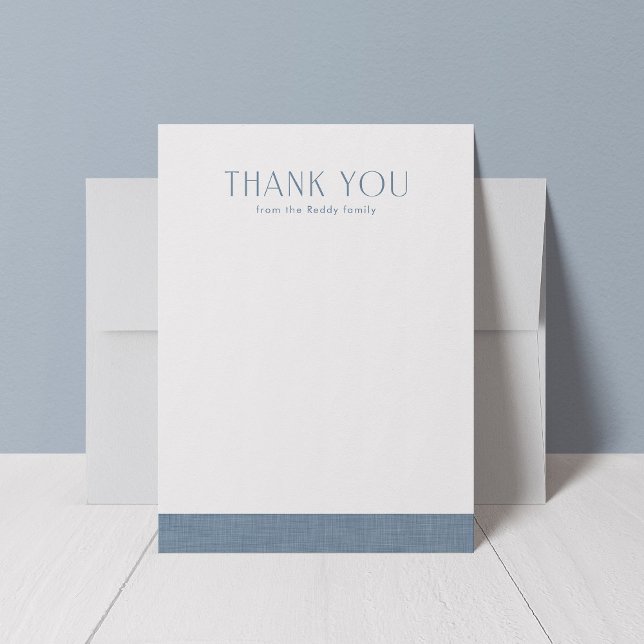 Cute simple chambray blue baby shower thank you card (Creator Uploaded)