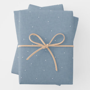 Cute simple chambray effect white dot wrapping paper sheet