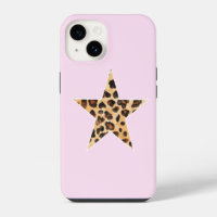 Cute Simple Cheetah Print Star Pink iPhone Case